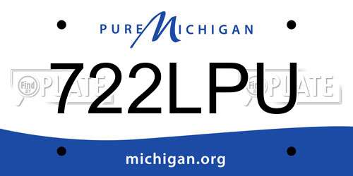722LPU Michigan License Plate