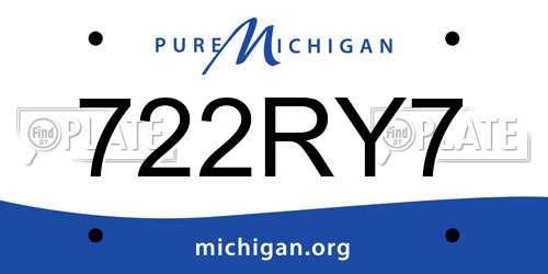 722RY7 Michigan License Plate