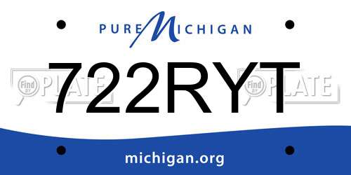 722RYT Michigan License Plate