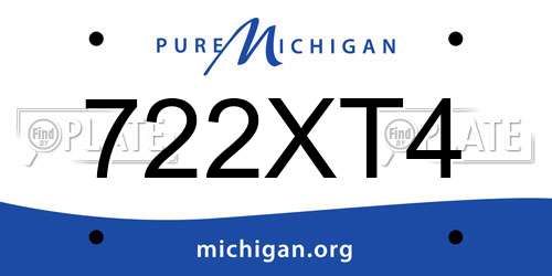 722XT4 Michigan License Plate