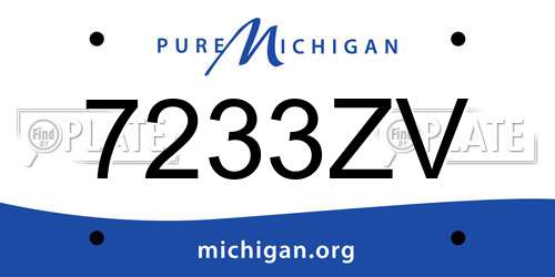 7233ZV Michigan License Plate