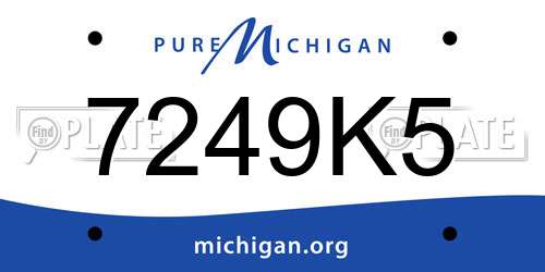 7249K5 Michigan License Plate