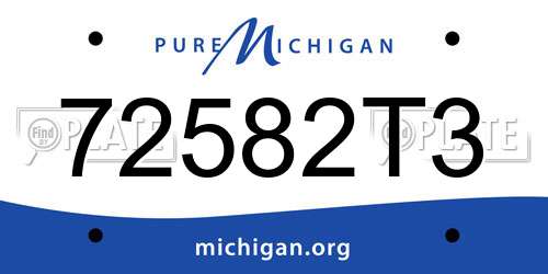 72582T3 Michigan License Plate