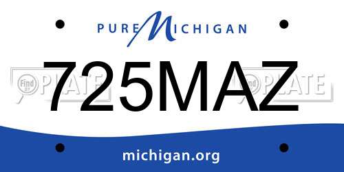725MAZ Michigan License Plate