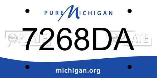 7268DA Michigan License Plate
