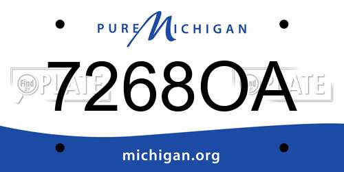 7268OA Michigan License Plate