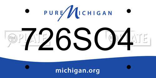 726SO4 Michigan License Plate
