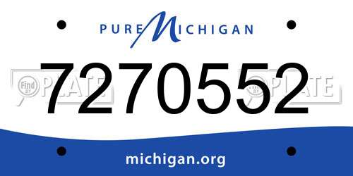 7270552 Michigan License Plate