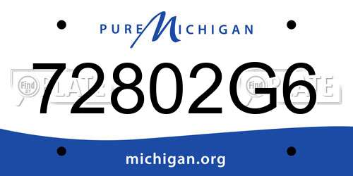 72802G6 Michigan License Plate