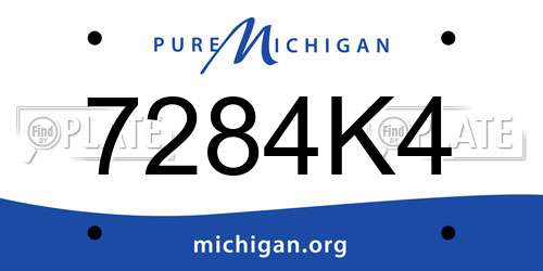7284K4 Michigan License Plate