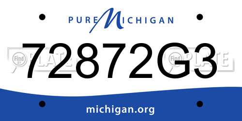 72872G3 Michigan License Plate