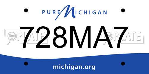 728MA7 Michigan License Plate