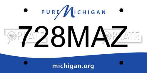 728MAZ Michigan License Plate