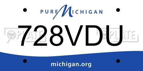 728VDU Michigan License Plate