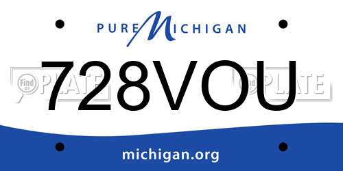 728VOU Michigan License Plate