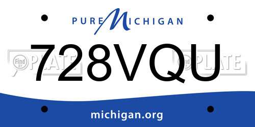 728VQU Michigan License Plate