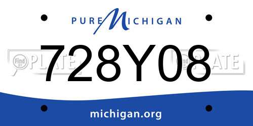 728Y08 Michigan License Plate