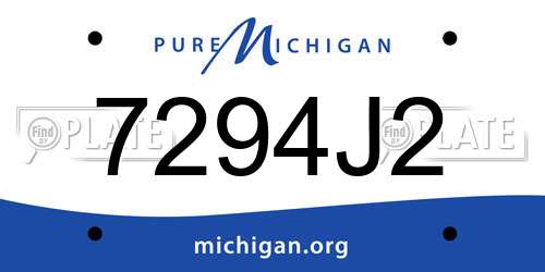 7294J2 Michigan License Plate