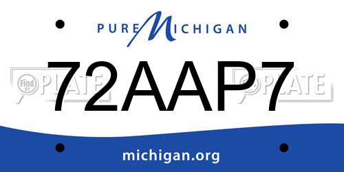 72AAP7 Michigan License Plate