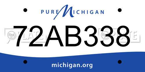72AB338 Michigan License Plate