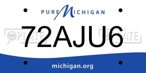 72AJU6 Michigan License Plate