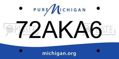 72AKA6 Michigan License Plate