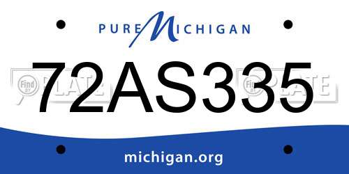 72AS335 Michigan License Plate