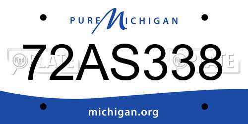 72AS338 Michigan License Plate