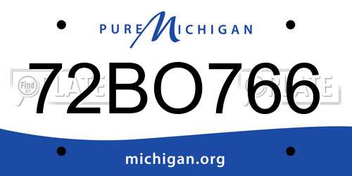 72BO766 Michigan License Plate