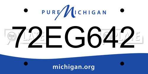 72EG642 Michigan License Plate