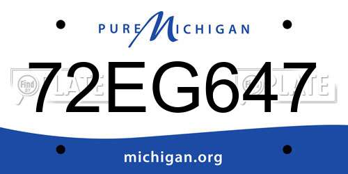72EG647 Michigan License Plate