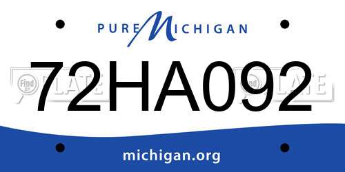 72HA092 Michigan License Plate