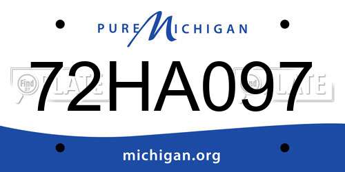 72HA097 Michigan License Plate