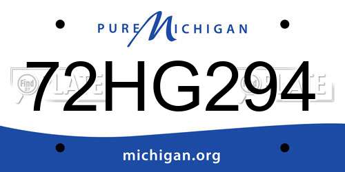 72HG294 Michigan License Plate