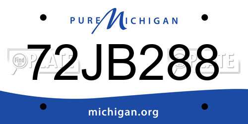 72JB288 Michigan License Plate