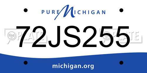72JS255 Michigan License Plate