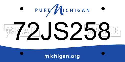 72JS258 Michigan License Plate