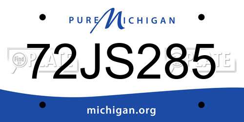 72JS285 Michigan License Plate