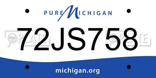 72JS758 Michigan License Plate