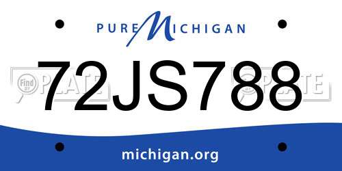 72JS788 Michigan License Plate