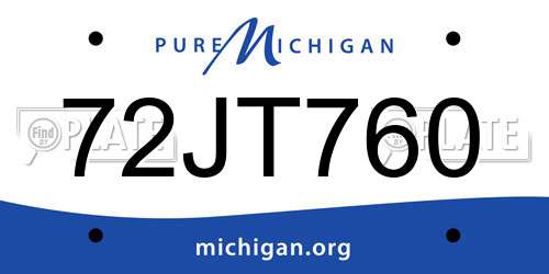 72JT760 Michigan License Plate