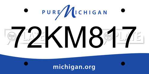 72KM817 Michigan License Plate