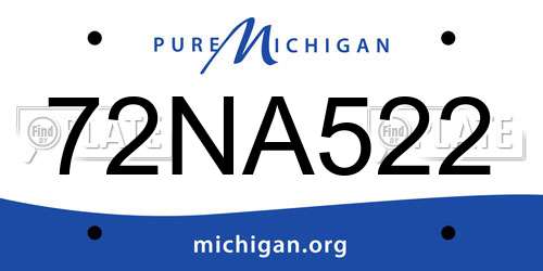 72NA522 Michigan License Plate