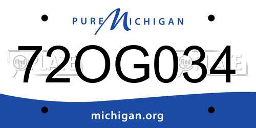 72OG034 Michigan License Plate
