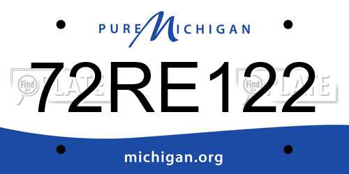 72RE122 Michigan License Plate