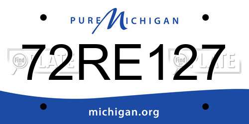 72RE127 Michigan License Plate