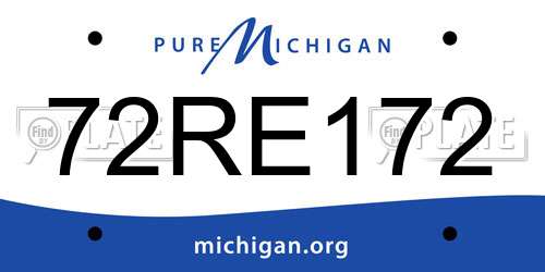 72RE172 Michigan License Plate
