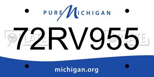 72RV955 Michigan License Plate