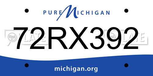 72RX392 Michigan License Plate