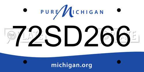 72SD266 Michigan License Plate